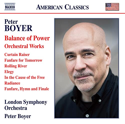 CD cover featuring composer Peter Boyer’s portrait and orchestral work titles.