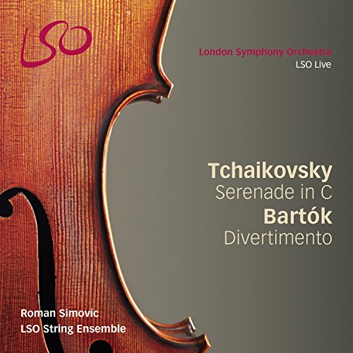 CD cover featuring a violin and text listing composers Tchaikovsky and Bartók.