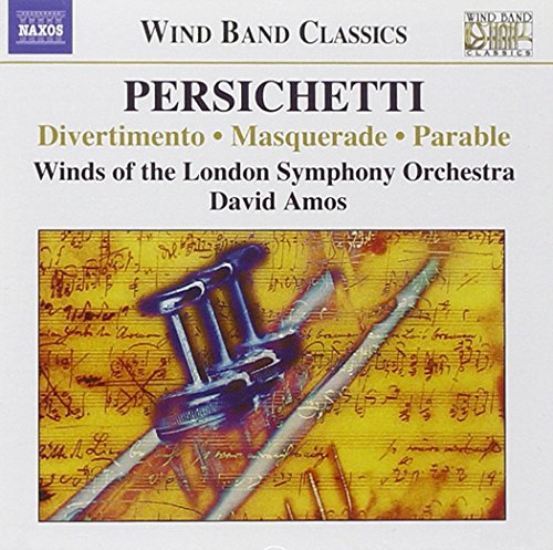 CD cover for Persichetti’s Divertimento, Masquerade with musical imagery.