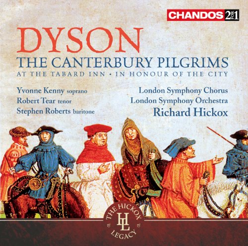 CD cover showing medieval pilgrims on horseback with text Dyson The Canterbury Pilgrims.