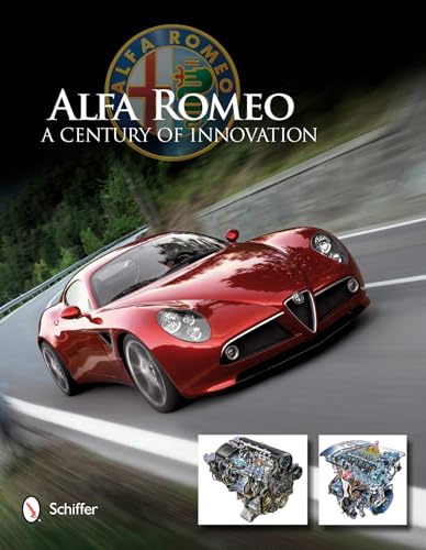 Red Alfa Romeo sports car on a road, book cover image.