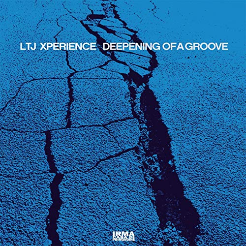 CD cover for LTJ Xperience’s “Deepening Of A Groove” with cracked blue texture.