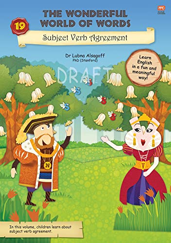 Book cover with cartoon king, queen, and flowers, teaching subject-verb agreement.