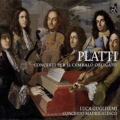 CD cover depicting five musicians with a harpsichord in a Baroque style.