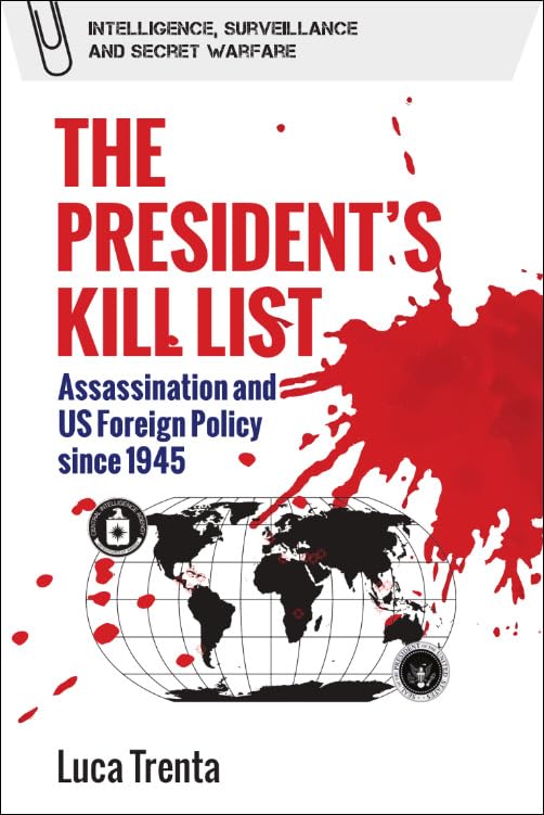 Book cover with red title, a world map, and a red blood-like splatter.