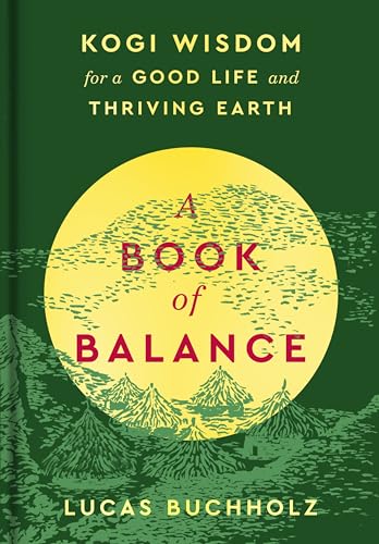 Book cover with red text on yellow circle over green mountains.