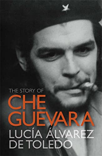 Black and white portrait of Che Guevara with red title text.