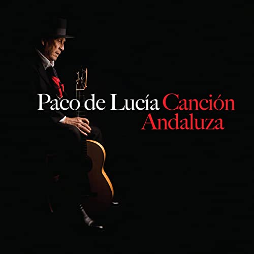 Paco de Lucía sits with a guitar, album cover for Canción Andaluza.