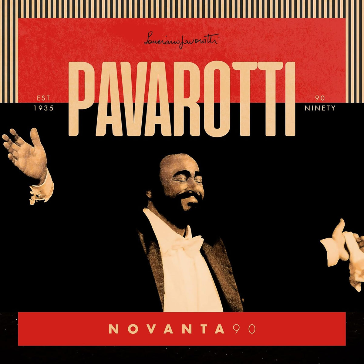 Luciano Pavarotti “NovanTA” 4CD album cover with portrait and bold text.