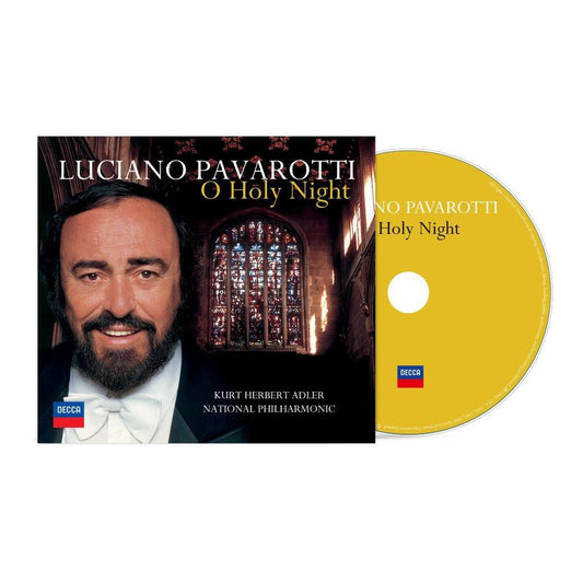 Luciano Pavarotti “O Holy Night” CD cover and disc, gold background.