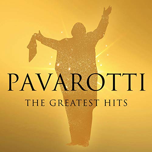 Pavarotti album cover: silhouette of opera singer with arms raised.