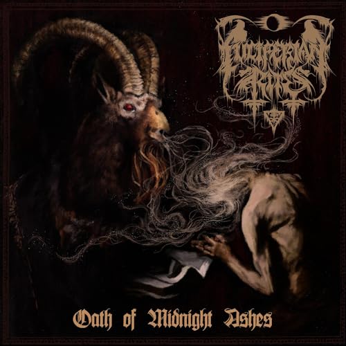 Dark album cover featuring a horned goat and spectral figure.