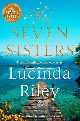 Book cover: “The Seven Sisters” with a dock and mountain landscape.