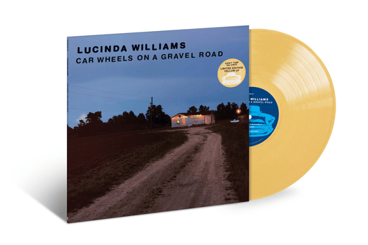 Lucinda Williams Car Wheels On A Gravel Road album cover with yellow vinyl record.