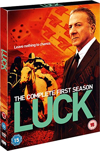 DVD cover for "Luck" season one, featuring a horse race and man in suit.