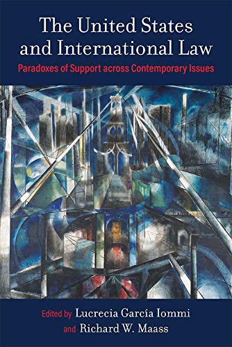 Book cover: “The United States and International Law” with abstract art.