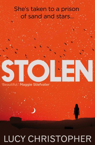 Book cover: orange background, large white “STOLEN” text, silhouette of a figure.