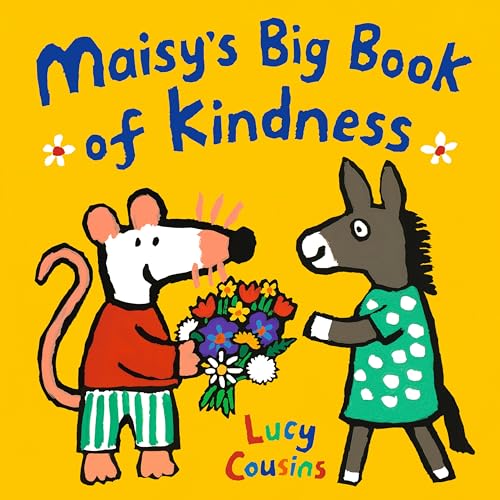 Maisy mouse gives flowers to a donkey on a yellow book cover.