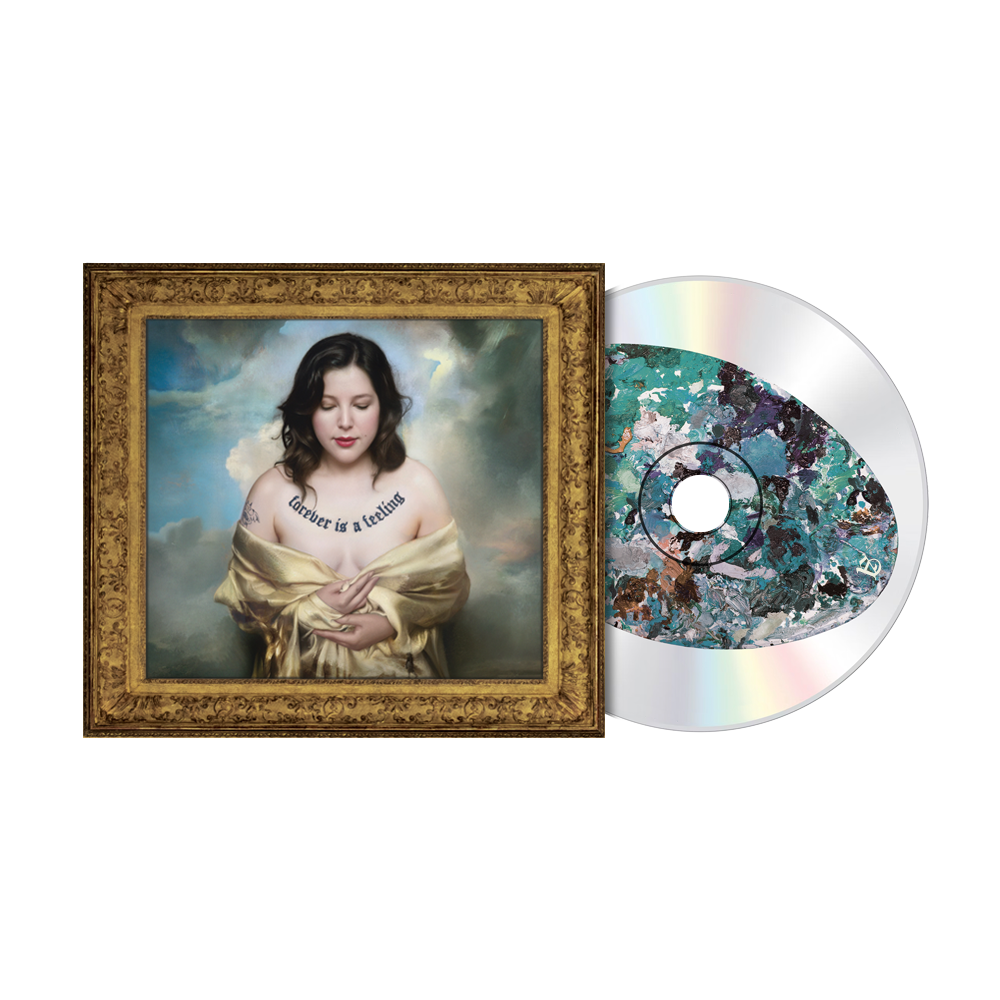 CD packaging featuring a portrait of Lucy Dacus in a gilded frame.