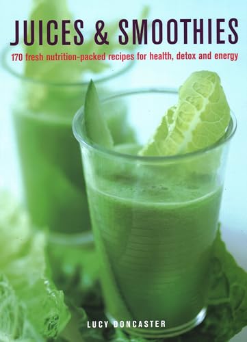 Book cover featuring green juices and smoothies, with text and author name.