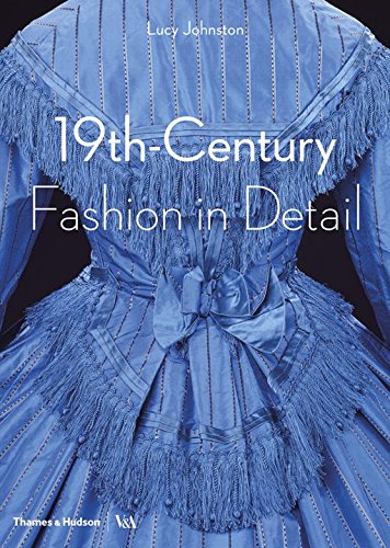 Book cover featuring a blue 19th-century dress with fringe and a central bow.