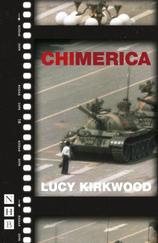 Play script cover with a tank in Tiananmen Square and filmstrip border.
