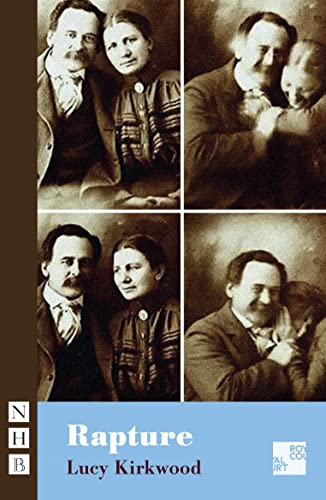Book cover, "Rapture" by Lucy Kirkwood, featuring four vintage portrait panels.