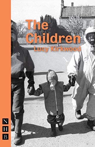 Play cover: children in hazmat suits holding hands in front of a house.