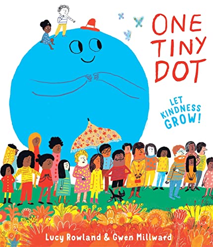 Book cover: large blue face with diverse people and floral details.