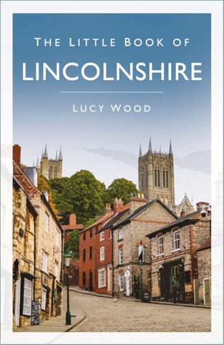 Book cover with a street scene and Lincoln Cathedral in the background.