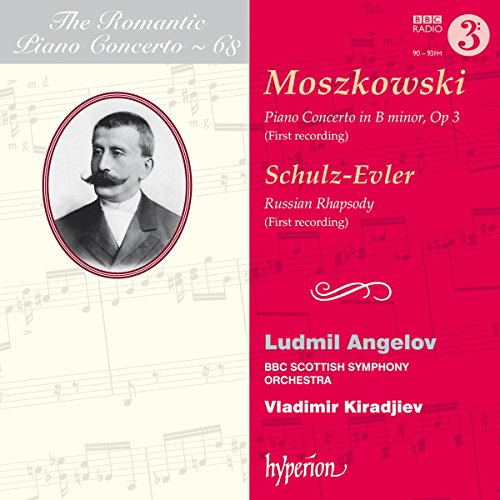 CD cover featuring a portrait of Moritz Moszkowski and musical notation.