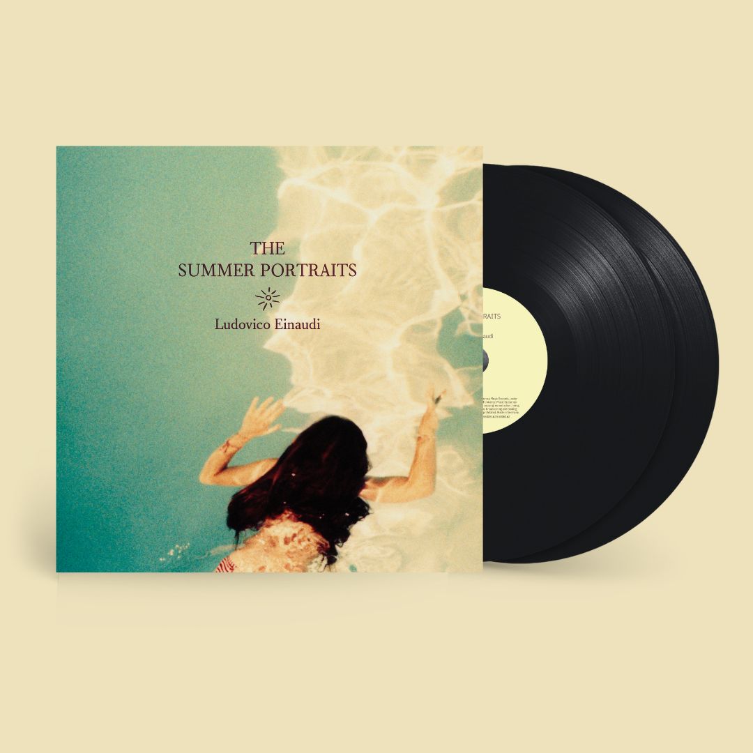 Vinyl record cover showing a person underwater with two black vinyl discs beside it.