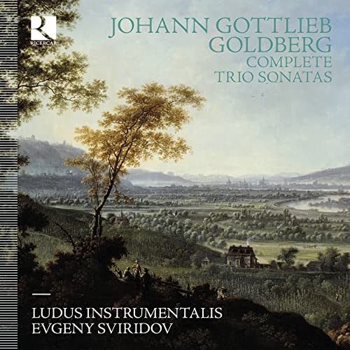 CD cover: landscape painting with a tree, title “Johann Gottlieb Goldberg.”