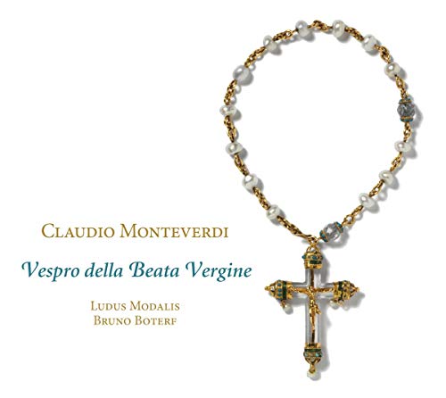 Rosary with a golden cross, album cover for Monteverdi’s Vespers.