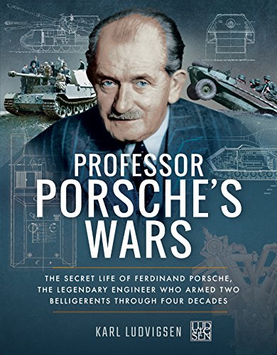Book cover featuring portrait of Ferdinand Porsche with tank illustrations.