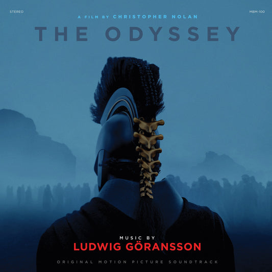 “The Odyssey” soundtrack vinyl cover featuring a warrior’s helmet from behind.