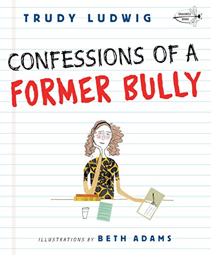 Book cover: "Confessions of a Former Bully" with a sketched girl writing.
