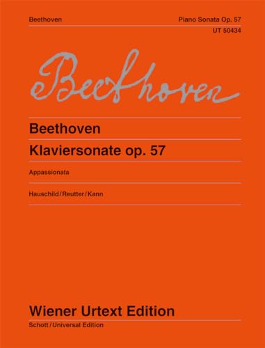 Orange sheet music cover for Beethoven’s “Appassionata” piano sonata, op. 57.