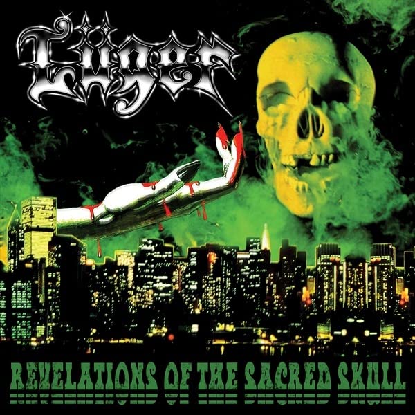 Album cover for Luger’s “Revelations Of The Sacred Skull” featuring a skull and airplane.