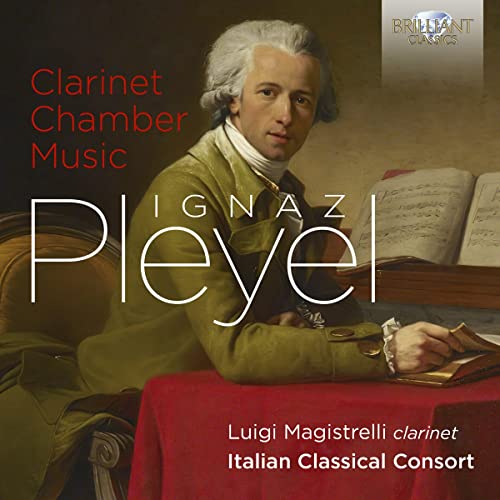 CD cover featuring a portrait of Ignaz Pleyel and musical notation.
