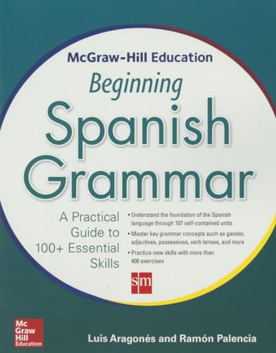 Book cover: "McGraw-Hill Education Beginning Spanish Grammar" with teal background.