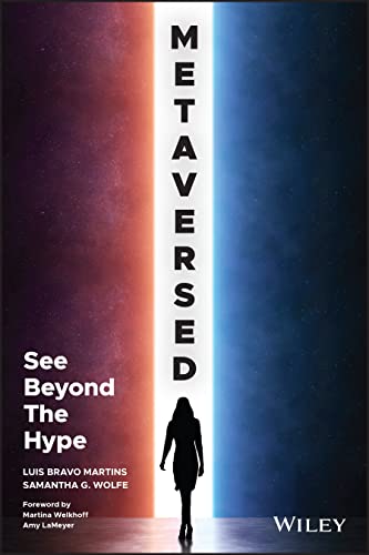 Book cover: "Metaversed" with a silhouetted figure walking toward light.