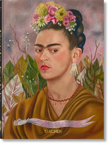 Book cover featuring Frida Kahlo's self-portrait with flowers in her hair and thorny necklace.