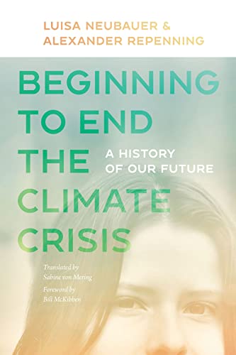 Book cover: "Beginning to End the Climate Crisis" with blurred portrait.
