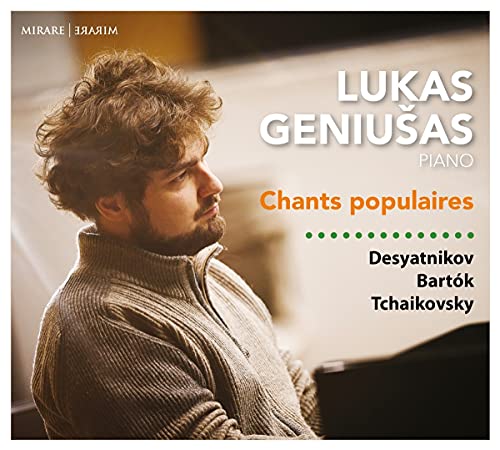 CD cover featuring Lukas Geniusas, a pianist with brown hair and beard.