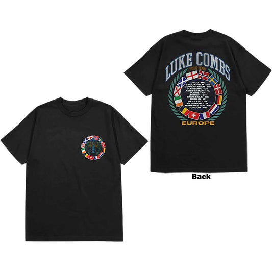 Medium unisex t-shirt with Luke Combs tour '23 flag design on back.