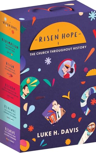 Purple box set, “Risen Hope: The Church Throughout History,” with illustrated portraits.