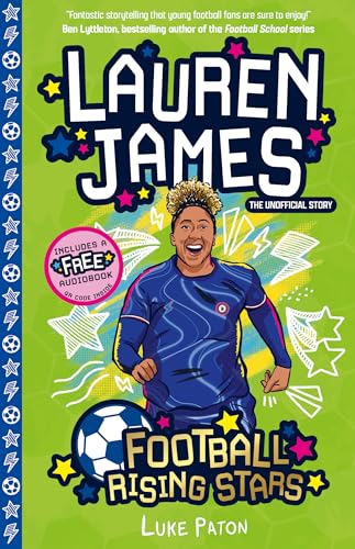 Book cover featuring an illustration of footballer Lauren James on a bright green background.