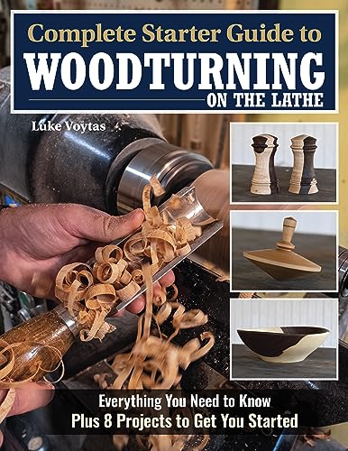 Book cover showing woodturning lathe, tools, and finished wooden projects.