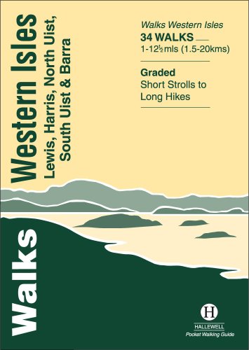 Map guidebook with walking routes on Scottish Western Isles, in a compact pocket format.